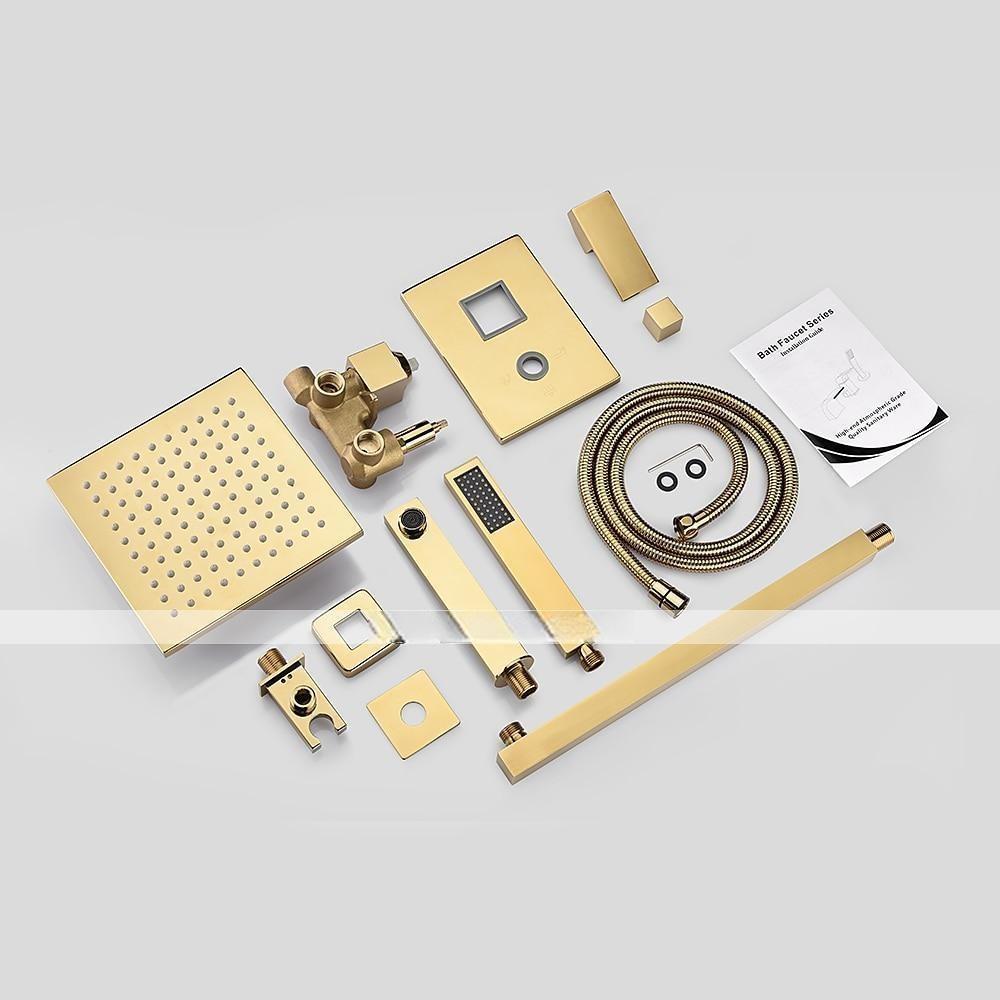 Shower Faucet8 Inch Gold Shower Faucets Sets Complete with Stainless Steel Shower Head Solid Brass Handshower and Rotary Nozzle Wall Mounted Installation Rainfall Shower Head System 2025 - CAD $398.99 –P5