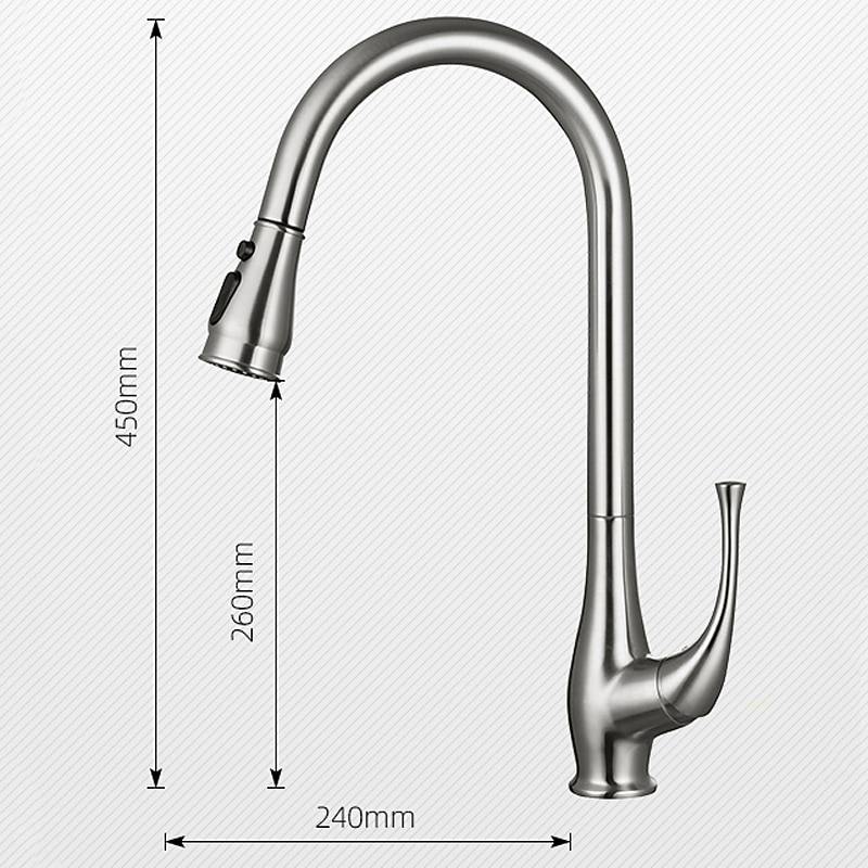 Kitchen Faucet with Pull-out SpraySingle Handle One Hole Nickel Brushed / Electroplated Pull-out / Pull-down / Standard Spout / Tall / High Arc Centerset 2025 - CAD $175.99 –P10