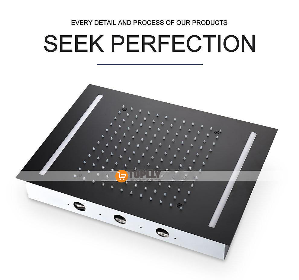 Shower Faucet500*360 Matte Black Bathroom Faucet Rain Shower Complete with LED Stainless Steel Shower Head Ceiling Mounted Ti-PVD Feature - Design / Rainfall Shower Head System 2025 - CAD $478.99 –P4