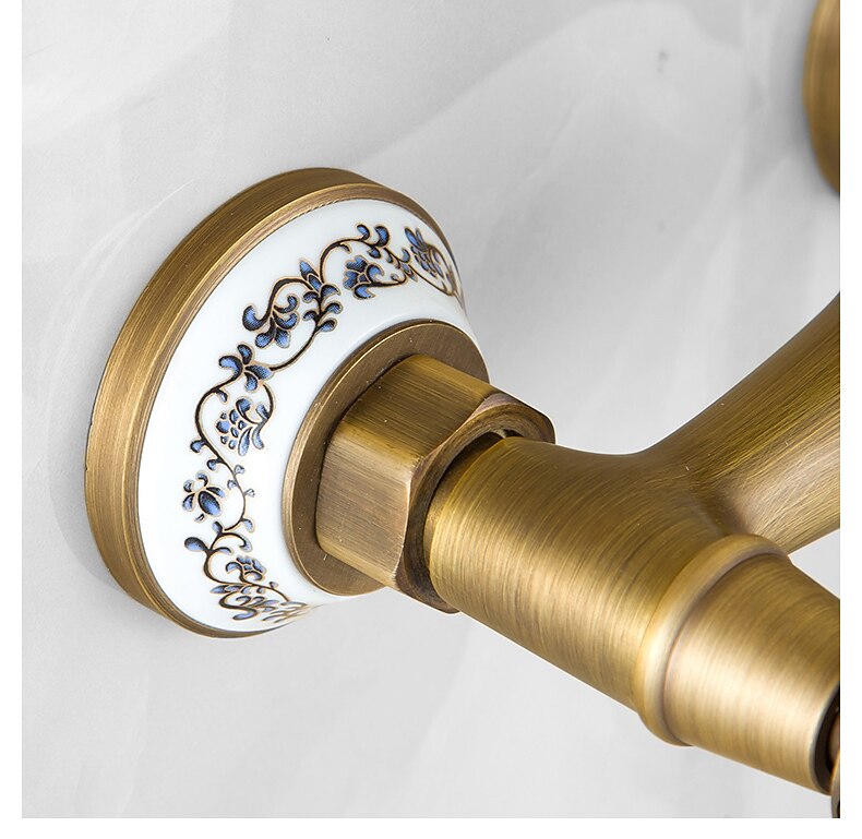 Traditional Shower System Faucet Set with Bathtub Spout with Heldhand Handshower Spray Vintage Brass Dual Spout Wall Mounted Ceramic Mixer Valve 2025 - CAD $151.97 –P1