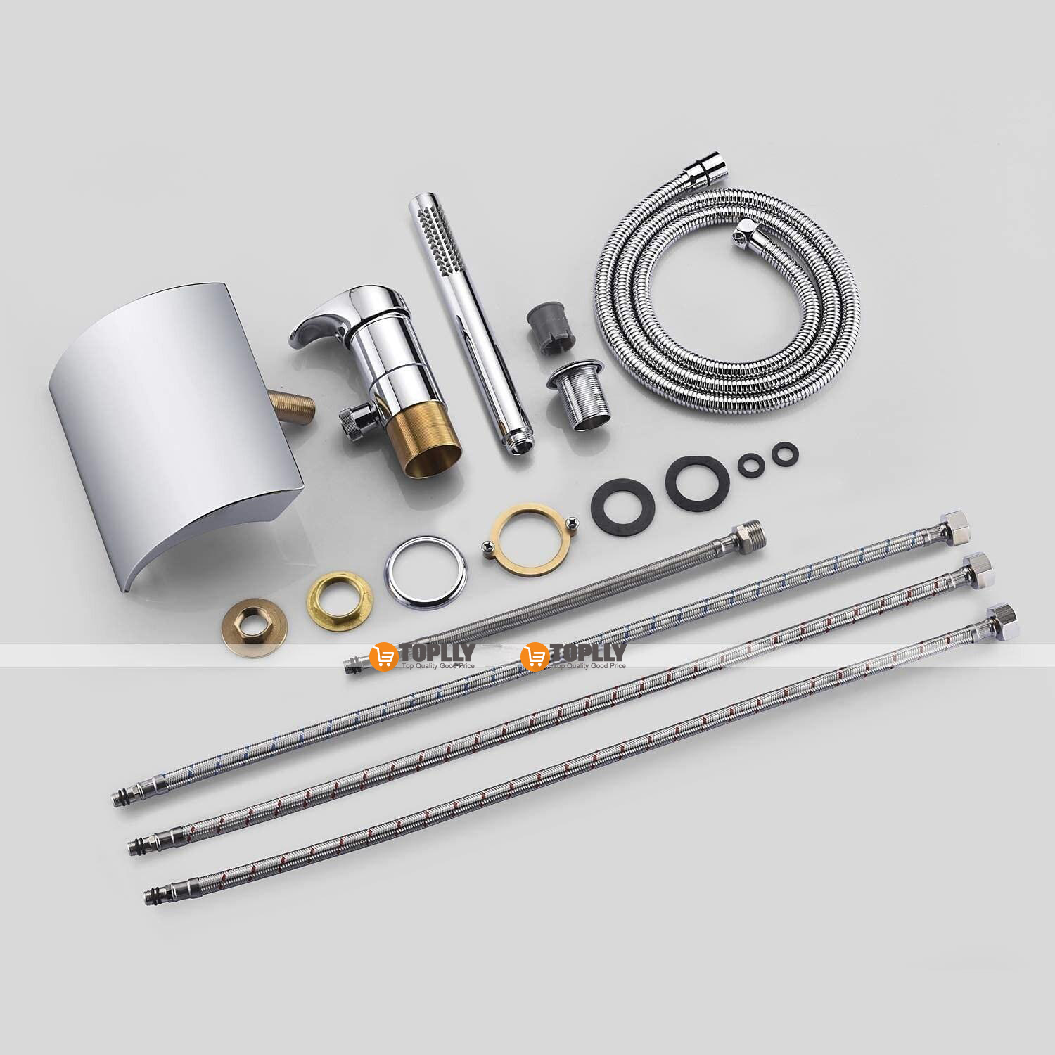 Stainless Steel Roman Tub Bathtub FaucetWaterfall Widespread Contemporary Chrome Ceramic Valve Bath Shower Mixer Taps with Hot and Cold Switch 2025 - CAD $108.99 –P2