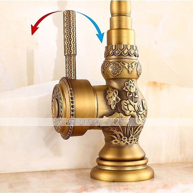 Bathroom Sink Faucet,Brass Single Handle One Hole Standard Spout Brass Finish Bath Taps With Hot and Cold Water 2025 - CAD $143.99 –P3