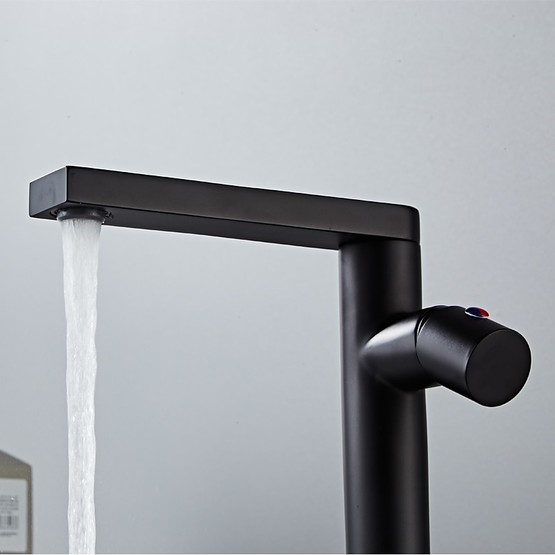 Black Basin Sink Mixer Faucet Brass, Tall Bathroom Taps Single Handle One Hole with Hot and Cold Hose Vessel Water Tap Deck Mounted 2025 - CAD $95.99 –P4