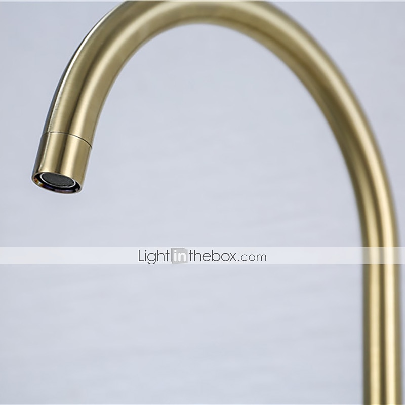 Kitchen Sink Mixer Faucet Brushed Gold Deck Mounted  360 Swivel Single Handle Vessel Kitchen Brass Taps with Cold and Hot Water Hose 2025 - CAD $79.99 –P5