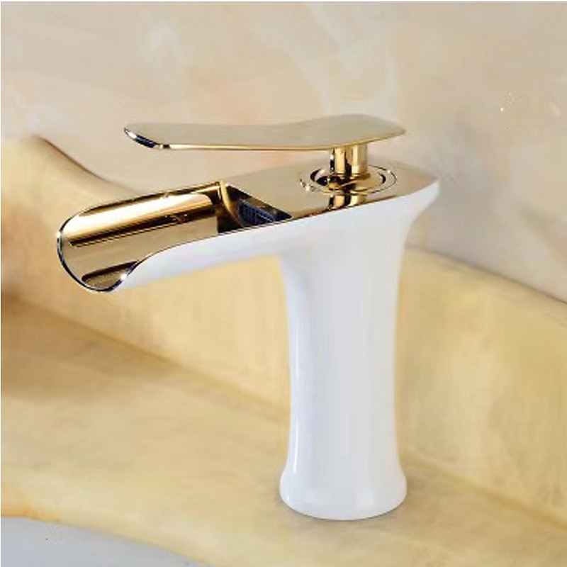 Waterfall Bathroom Sink Mixer Faucet 4.7" Spout, Mono Wash Basin Single Handle Basin Taps Washroom with Hot and Cold Hose, Monobloc Vessel Water Brass Tap Deck Mounted 2025 - CAD $87.99 –P10