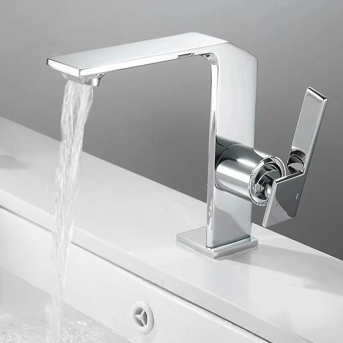 Waterfall Bathroom Sink Mixer Faucet Brass, Single Handle Washroom Basin Taps One Hole Faucets with Hot and Cold Hose, Waterfall Spout Brass Bathroom Tap Chrome Black Gold Grey 2025 - CAD $111.99 –P7