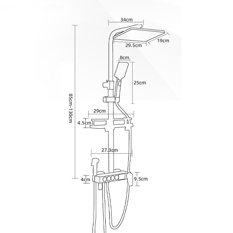 Shower Faucet with LED Display Thermostatic Mixer valve Set Handshower Included Pullout/Shelf Rainfall Shower Electroplated Mount Outside Ceramic Valve Bath Shower Mixer Taps 2025 - CAD $446.99 –P1