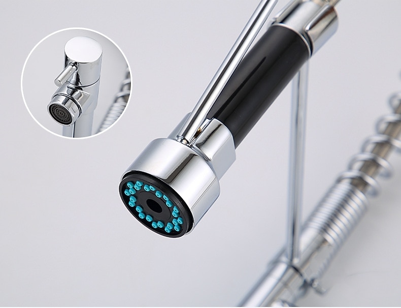 Kitchen faucet - Single Handle Two Holes Chrome Pull-out / ­Pull-down Widespread Contemporary Kitchen Taps 2025 - CAD $143.99 –P2