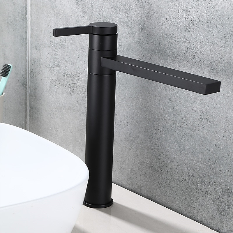 Bathroom Vessel Faucet Tall 11 inch, Sink Mixer Basin Taps Deck Mounted, Monobloc Round Single Handle Cermaic Valve Brass Taps Black Gold Chrome 2025 - CAD $87.99 –P7