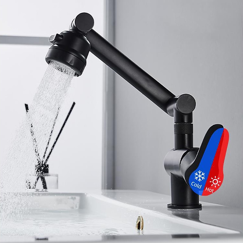 Bathroom Sink Faucet,Brass 360 Degree Rotating Liftable 3-Type Outlet Multi-Function Single Handle One Hole Bath Taps(Matte Black/Chrome) 2025 - CAD $111.99 –P6