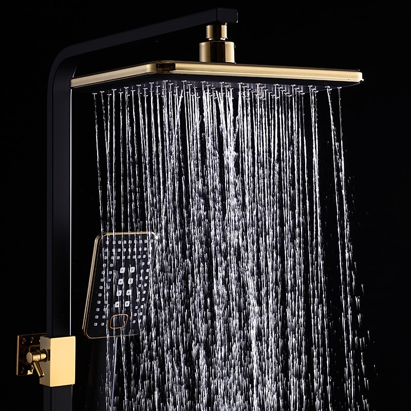 Shower System Faucet Set Wall Mounted 9 inch Rainfall Shower Head Handshower Handheld Sprayer with Holder Electroplated / Painted Finishes Mount Inside Ceramic Valve Bath Shower 2025 - CAD $328.99 –P14