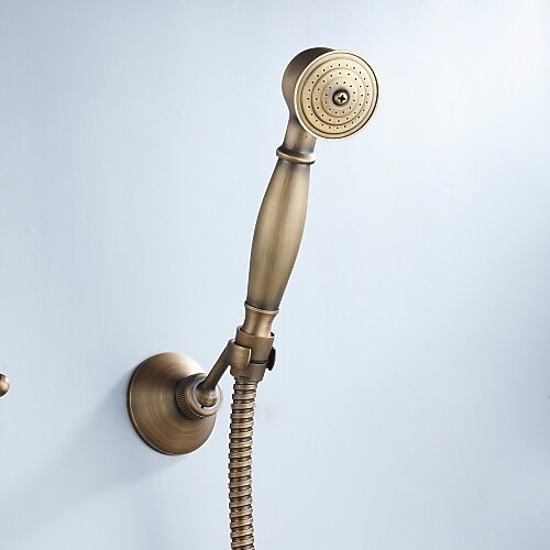 Bathtub Faucet with Handheld ShowerWall Mounted Antique Brass Bath Tap Retro Style Hot and Cold Water Bath Tap Shower Fitting for Bathroom Shower 2025 - CAD $127.99 –P5