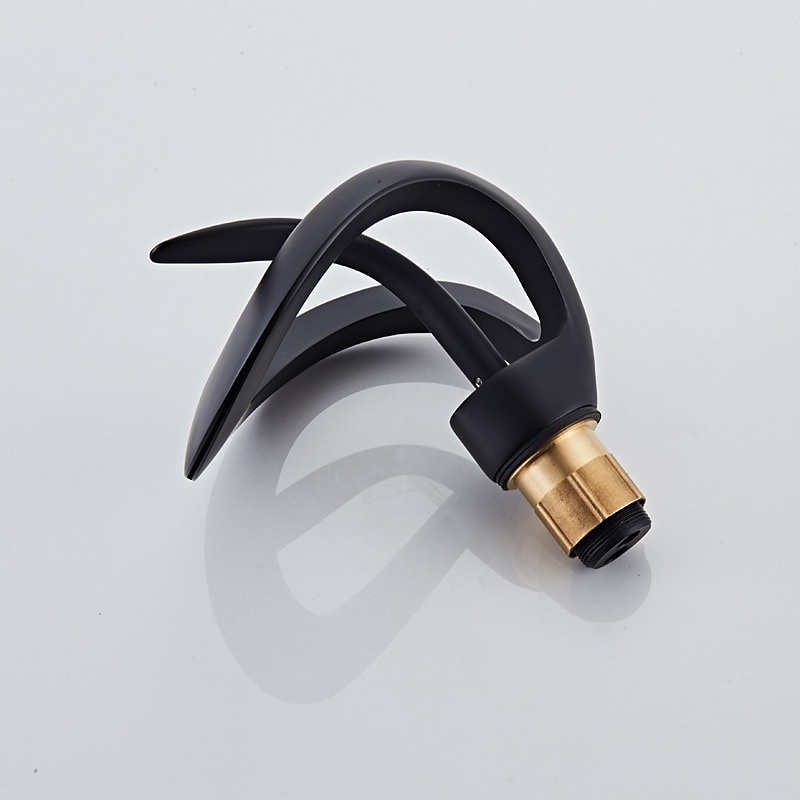 Black Bathroom Sink Mixer Faucet Waterfall Spout, Brass Basin Taps Single Handle One Hole Vessel Bathroom Tap with Hot and Cold Switch Golden Grey Chrome 2025 - CAD $159.99 –P13