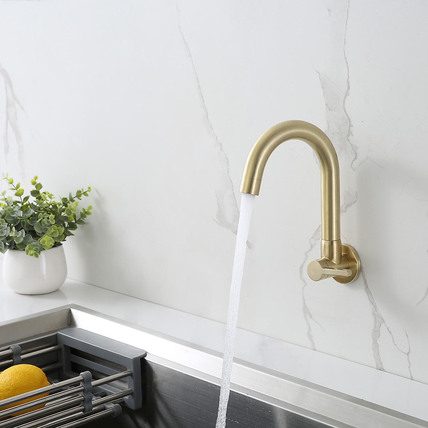 Kitchen faucet - Single Handle One Hole Chrome / Nickel Brushed / Painted Finishes Bar /Prep Wall Mounted Contemporary Kitchen Taps for Cold or Hot Water Only 2025 - CAD $30.99 –P7
