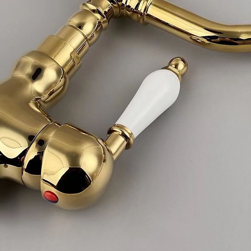 Mono Bathroom Sink Mixer Faucet Brass, Deck Mounted Single Lever Basin Taps Ceramic Handle Tap, One Hole Cold and Hot Hose Vessel Faucets 2025 - CAD $79.99 –P3