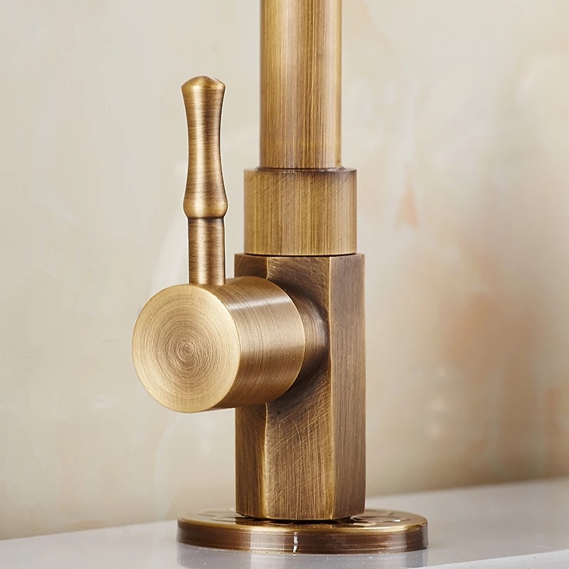 Kitchen faucet - Single Handle One Hole Antique Brass Standard Spout Centerset Antique Kitchen Taps 2025 - CAD $79.99 –P3