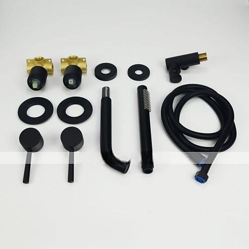 Bathtub FaucetBrass Painted Finishes Black Split Bathtub Faucet with Hand-held Water Outlet and Wall Entry 2025 - CAD $191.99 –P7