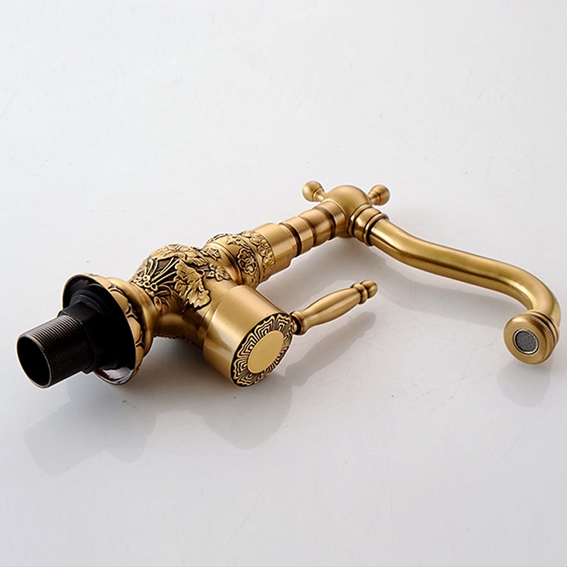 Kitchen faucet - Single Handle One Hole Antique Brass Standard Spout Centerset Retro Vintage Kitchen Taps 2025 - CAD $159.99 –P7