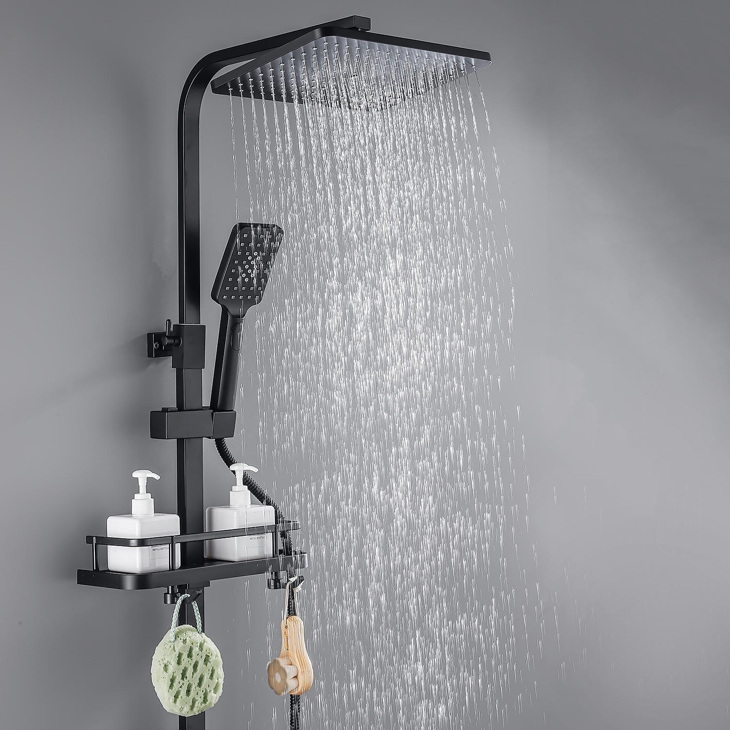 Shower Faucet / Shower System / Rainfall Shower Head System Set - Handshower Included LED Rainfall Shower Contemporary Electroplated / Painted Finishes Mount Outside Ceramic Valve Bath Shower Mixer 2025 - CAD $478.99 –P3