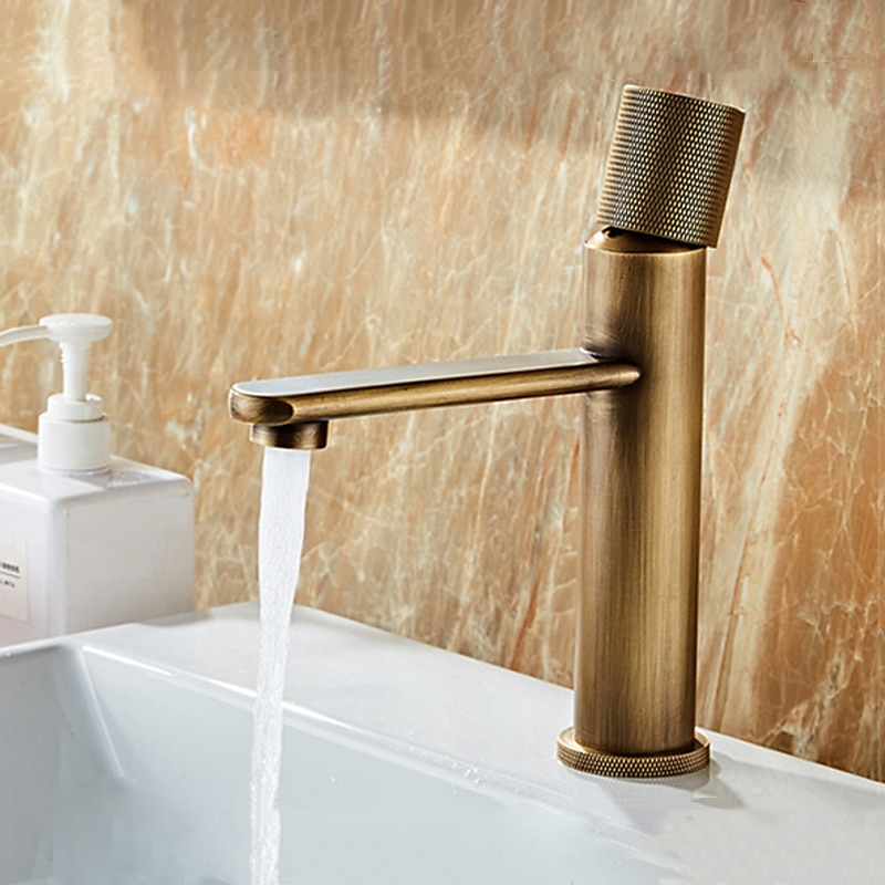 Bathroom Sink Mixer Faucet Single Knob, Vintage Mono Basin Taps Brass Deck Mounted, Monobloc Single Handle One Hole Vessel Water Tap with Hot Cold Water Hose Washroom 2025 - CAD $95.99 –P3