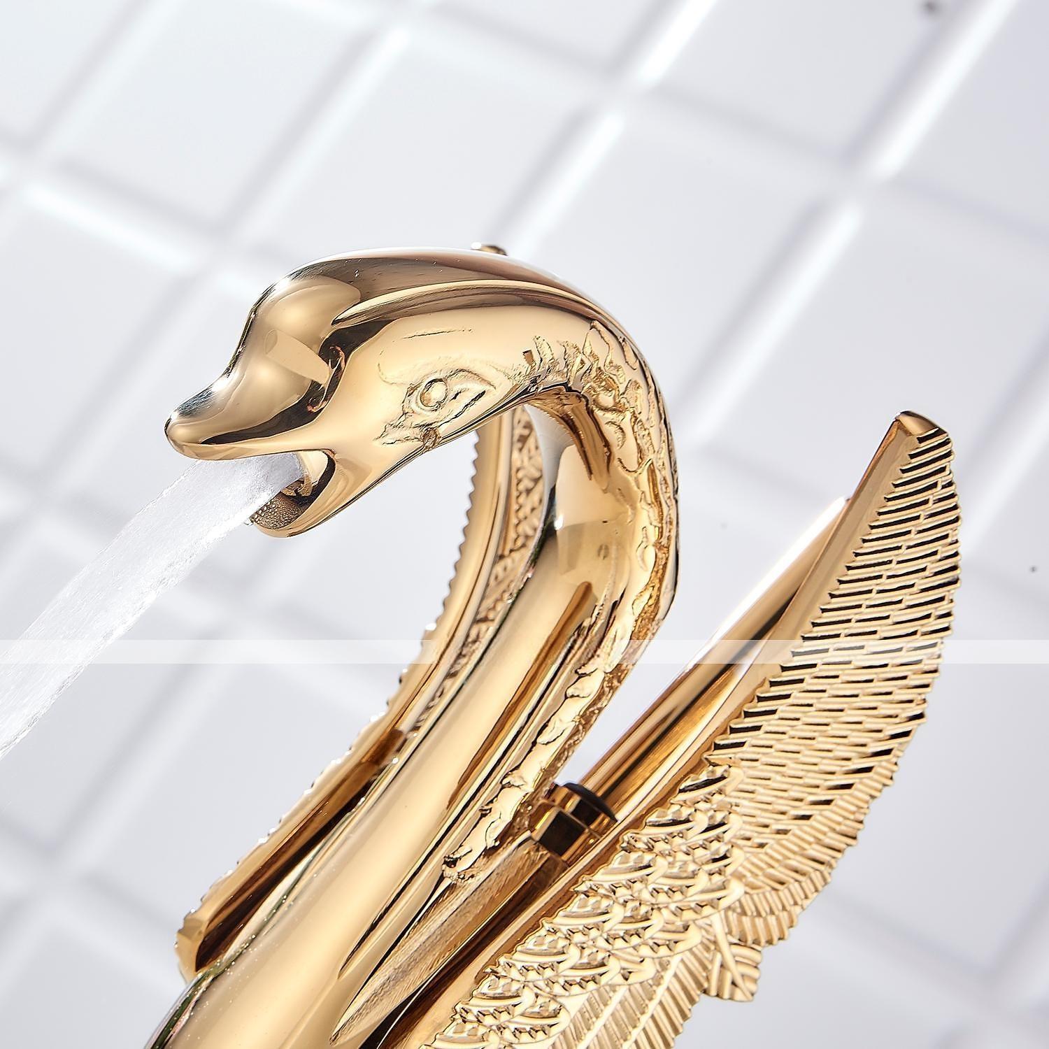 Vintage Bathroom Sink Mixer Faucet Brass Swan Shap, Monobloc Washroom Basin Taps Single Handle One Hole Deck Mounted, Mono Water Vessel Tap Hot and Cold Hose Antique 2025 - CAD $135.99 –P3