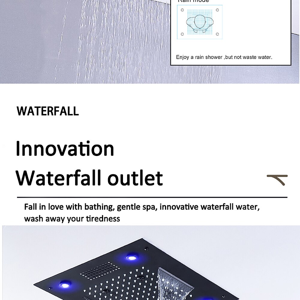Shower FaucetRainfall Shower Head LED Waterfall Rain Contemporary Chrome/Painted Finishes Ceiling Mounted Bath Showerhead for Shower Room Bluetooth Remote Control Bathroom Plumbing Accessories 2025 - CAD $797.99 –P6