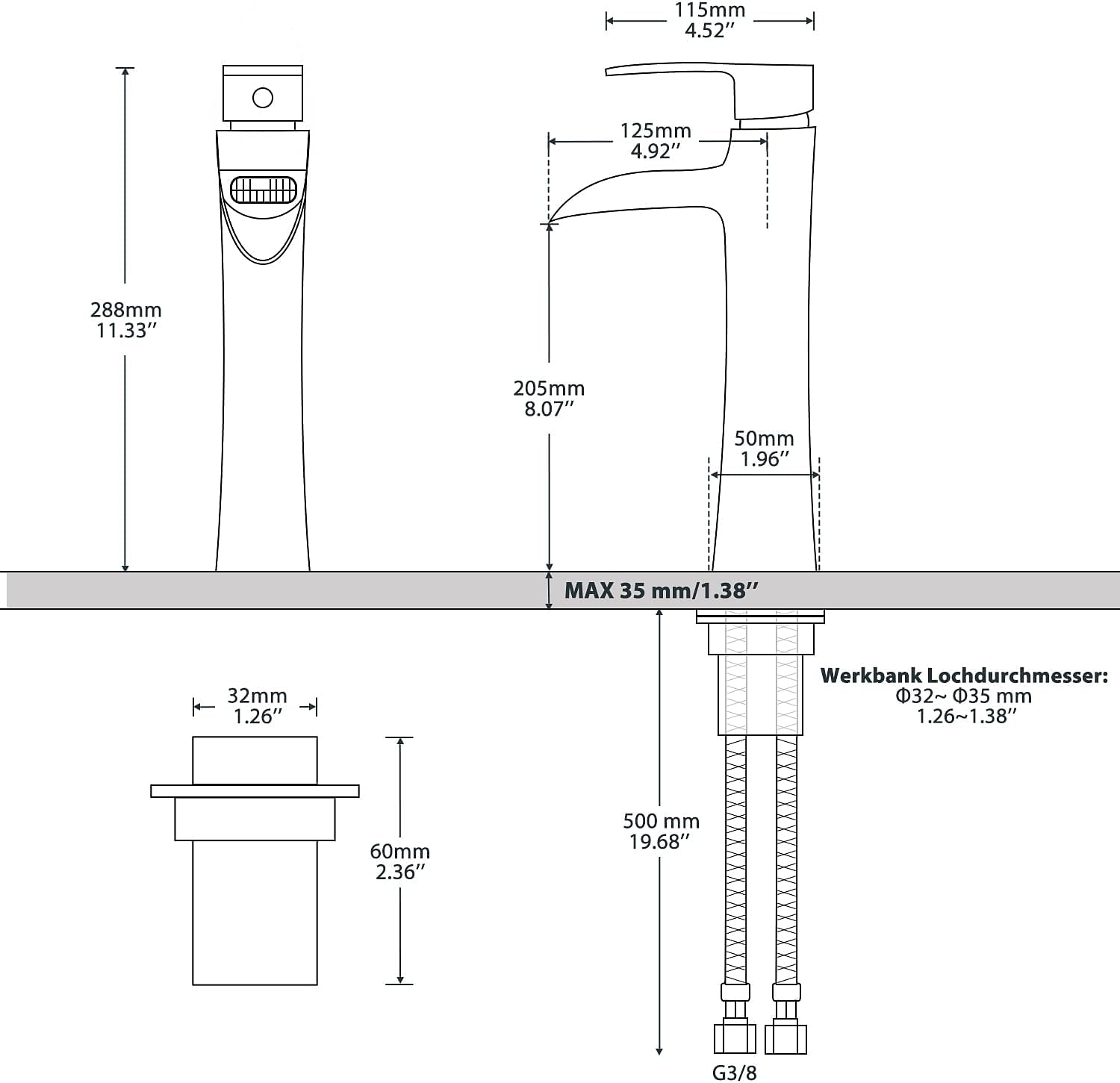 Waterfall Bathroom Sink Mixer Faucet Chrome, Tall Basin Mixer Taps Brass, Single Handle One Hole Tap with Hot and Cold Hose Deck Mounted Vessel Water Tap 2025 - CAD $87.99 –P1