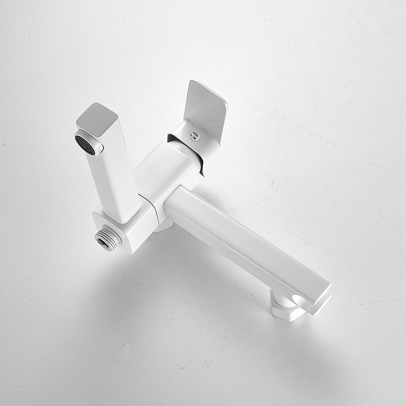 Bathtub Faucet Dual Spout Wall Mounted White Bath Tub Filler Mixer Brass Tap with Heldhand Showerhand Ceramic Valve Single Handle Control 2025 - CAD $159.99 –P7
