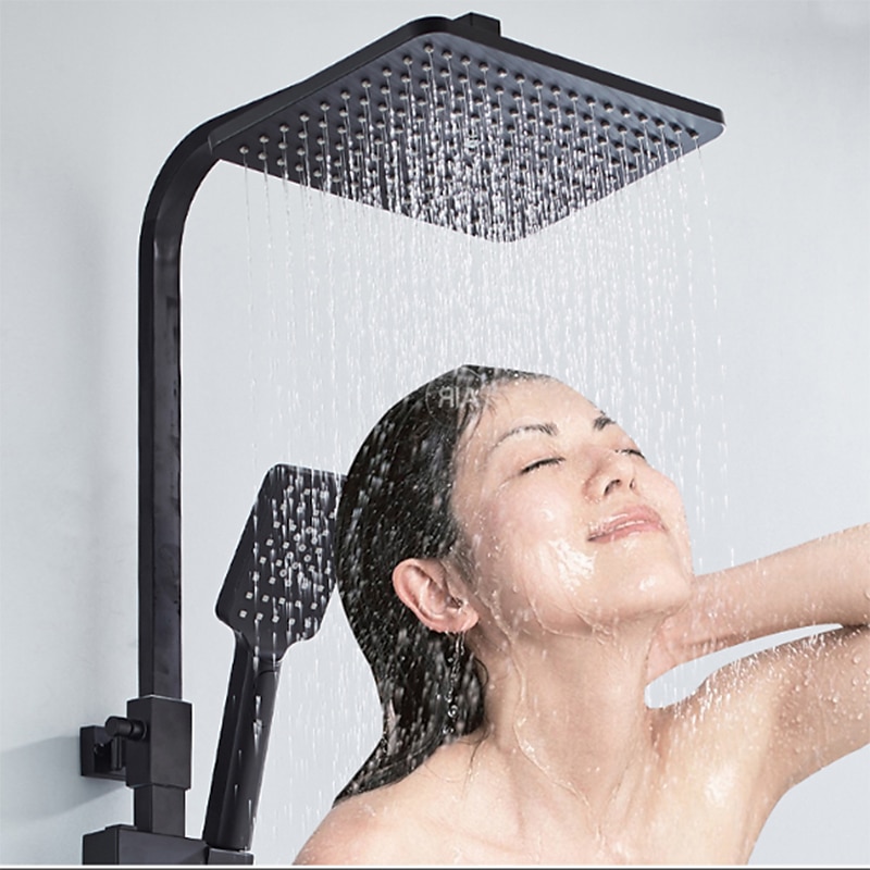 Shower Faucet / Shower System / Rainfall Shower Head System Set - Handshower Included LED Rainfall Shower Contemporary Electroplated / Painted Finishes Mount Outside Ceramic Valve Bath Shower Mixer 2025 - CAD $478.99 –P2