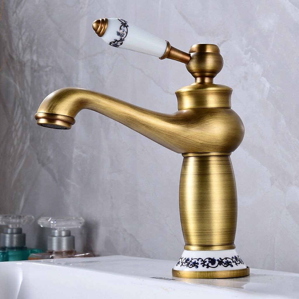 Brass Bathroom Sink Faucet,Ti-PVD Finish Single Handle One Hole Bath Taps with Hot and Cold Switch and Ceramic Valve 2025 - CAD $84.99 –P6