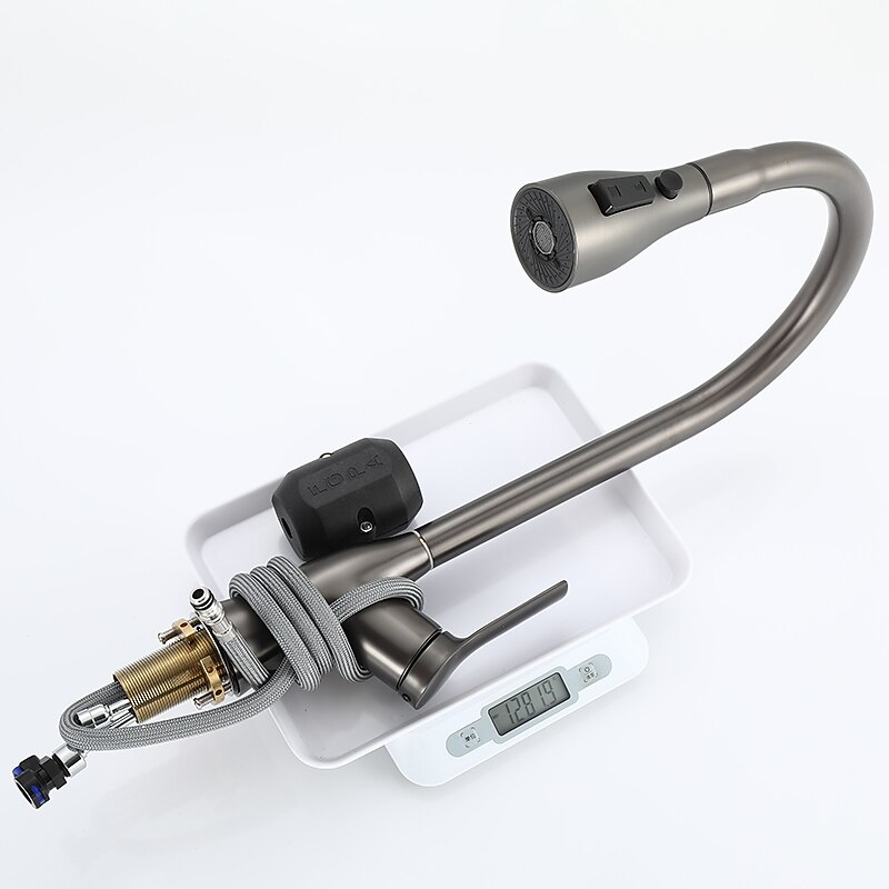Kitchen Faucet with Pull-out SpraySingle Handle One Hole Rotatable Electroplated Pull-out / Pull-down / Standard Spout / Tall / High Arc Centerset Modern Contemporary Style Kitchen Taps 2025 - CAD $111.99 –P10