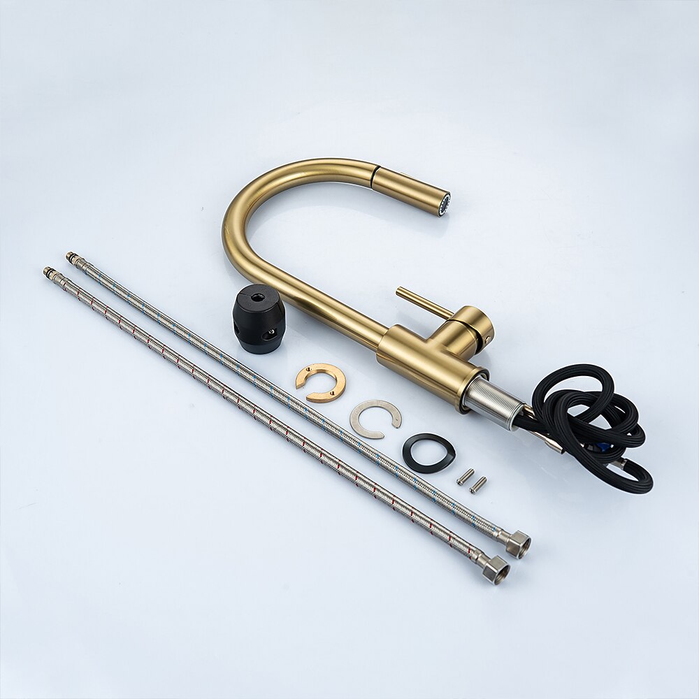 Kitchen Faucet with Pull-out SpraySingle Handle One Hole 2-modes Brass Kitchen Taps 2025 - CAD $199.99 –P16