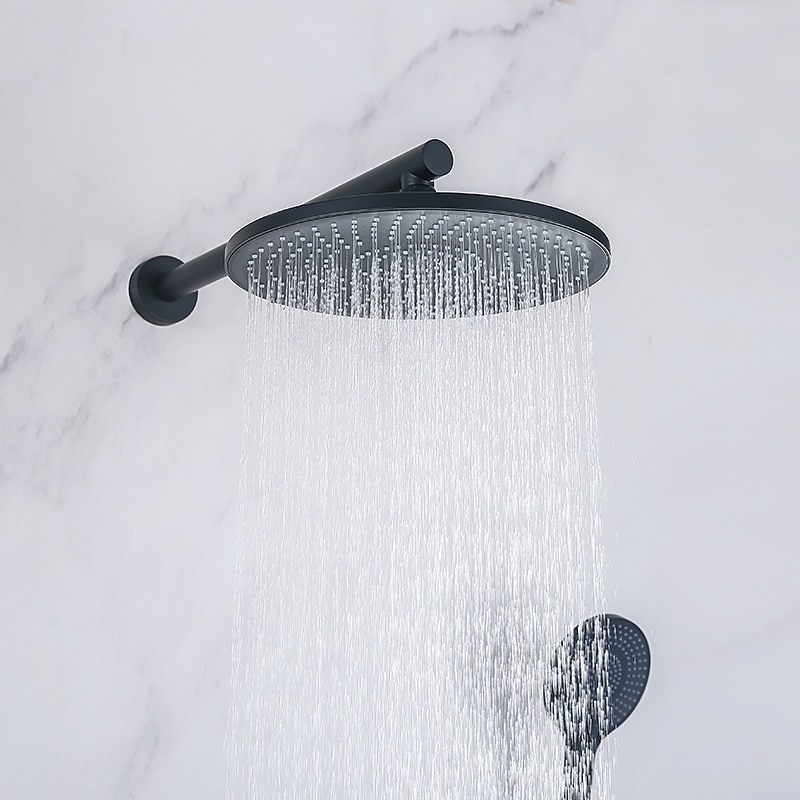 10 Inch Round Shower Faucets Sets3-Function Matte Black / Chrome Complete with Brass Shower Head and Solid Brass Handshower Mount Inside Rainfall Shower Head System 2025 - CAD $558.99 –P14