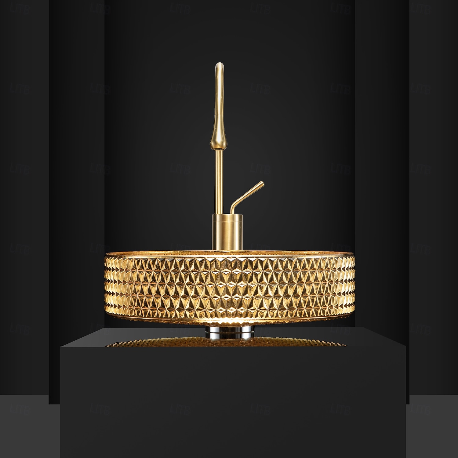 Bathroom Vessel Sink Round Contemporary Plating Glass Vessel Sink And Chrome Finish Waterfall Faucet Combo 2025 - CAD $637.99 –P2
