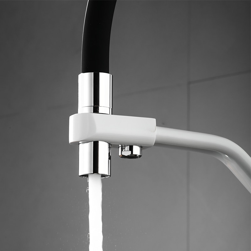 Kitchen Faucet Pull Down Spray Head Purified Water Dual Spout Taps Sink Mixer Deck Mounted  360 Rotating Twin Handle High Arc Flexible Tube Vessel Brass Tap 2025 - CAD $159.99 –P15