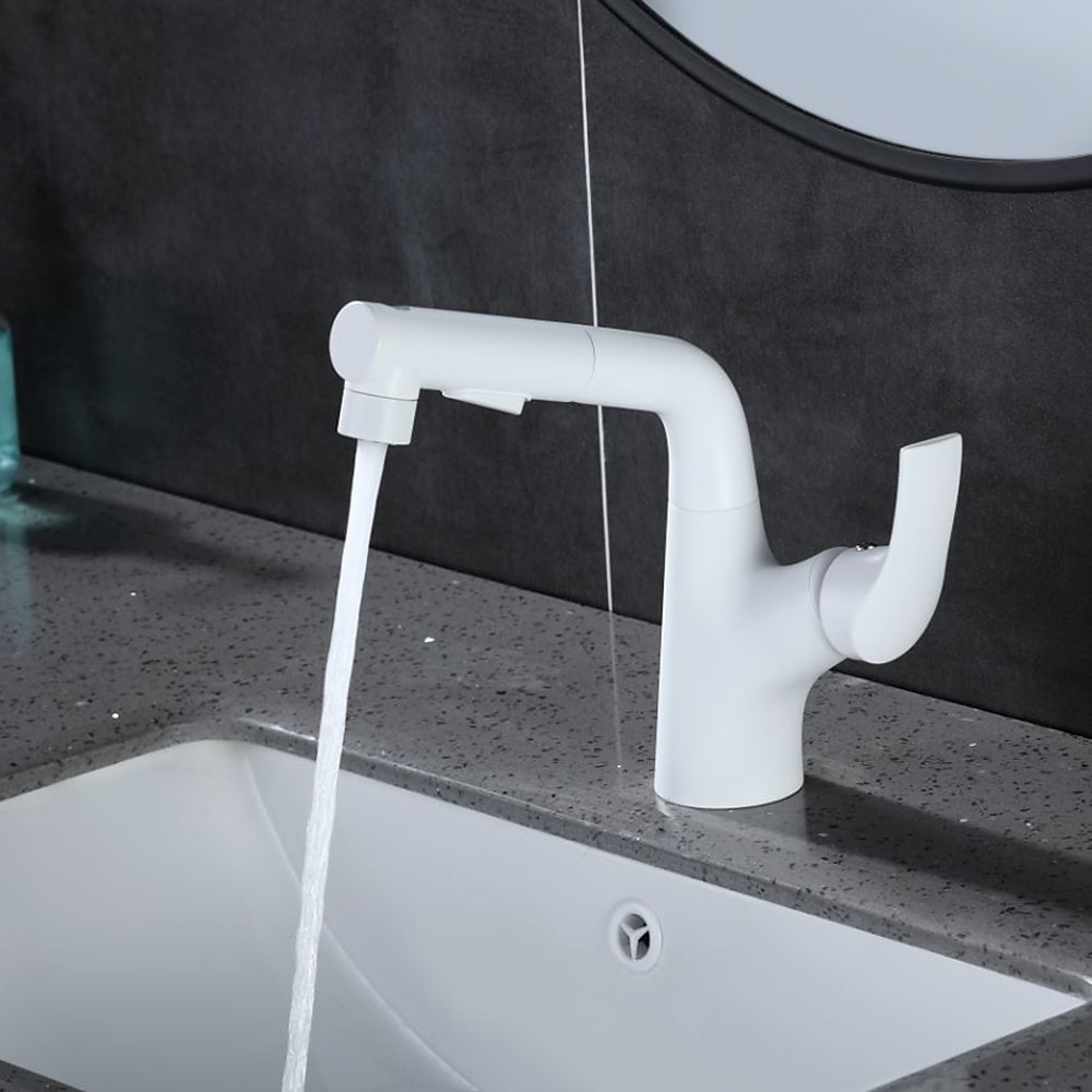 Bathroom Sink Faucet - Rotatable / Pull out Chrome / Electroplated / Painted Finishes Centerset Single Handle One HoleBath Taps 2025 - CAD $135.99 –P2