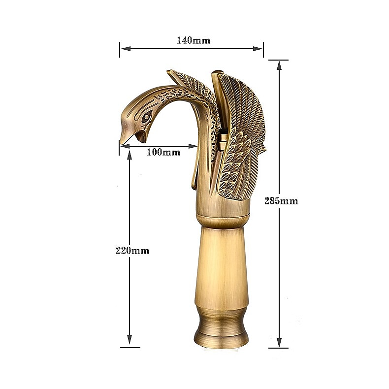 Antique Bathroom Sink Mixer Faucet, Washroom Basin Taps Brass Swan Shape Copper Electroplated Finish Vintage Style Single Handle One Hole Water Taps with Cold Hot Hose 2025 - CAD $95.99 –P1