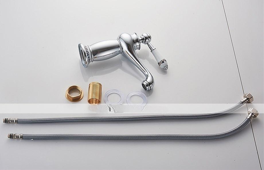 Bathroom Sink Faucet,Single Handle One Hole Brass Standard Spout,Brass Vintage Bathroom Sink Faucet Contain with Hot and Cold Water 2025 - CAD $87.99 –P3