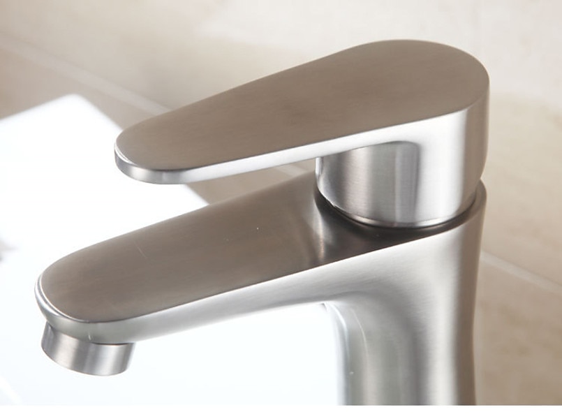 Bathroom Sink Faucet,Stainless Steel Matte Black/Nickel Brushed Single Handle One Hole Bath Taps with Hot and Cold Switch 2025 - CAD $63.99 –P7