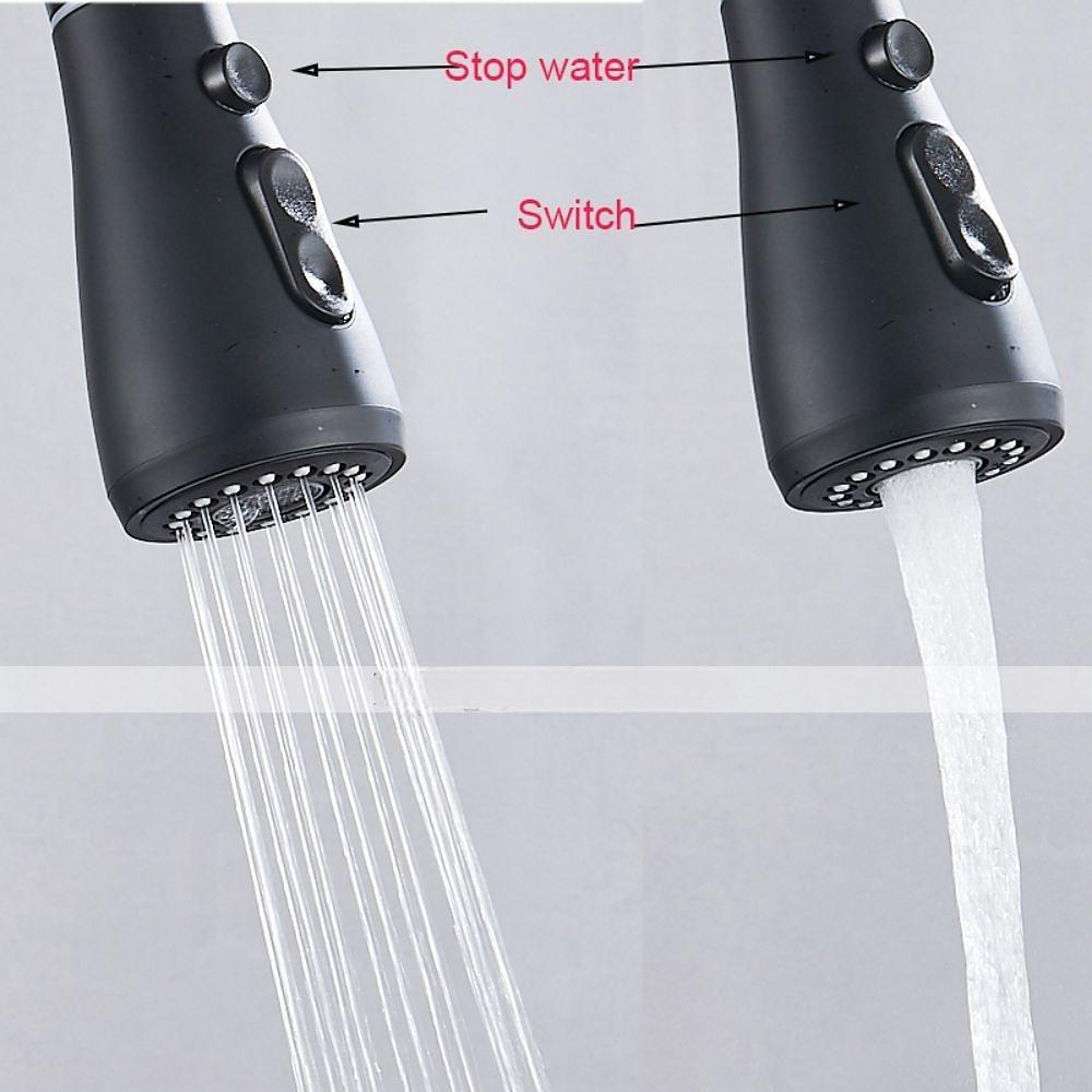 Kitchen Sink Mixer Faucet Pull Out Sprayer with Soap Dispenser 360 swivel Black Single Handle Brass Taps Pull Down Deck Mounted Hot Cold Water Hose Filter Tap 2025 - CAD $103.99 –P5