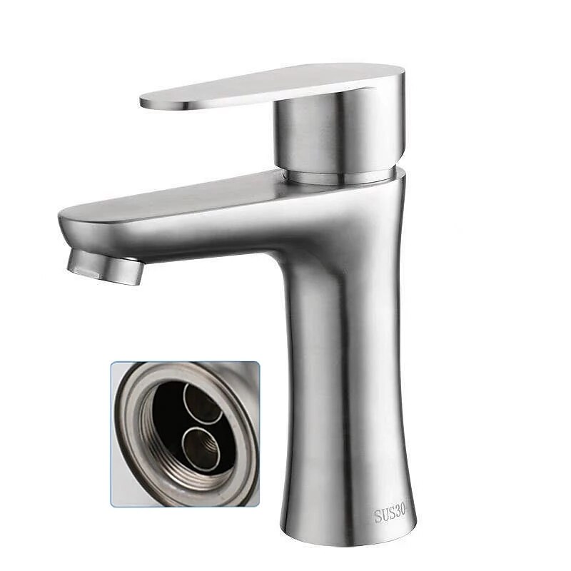 Bathroom Sink Faucet,Stainless Steel Matte Black/Nickel Brushed Single Handle One Hole Bath Taps with Hot and Cold Switch 2025 - CAD $63.99 –P3