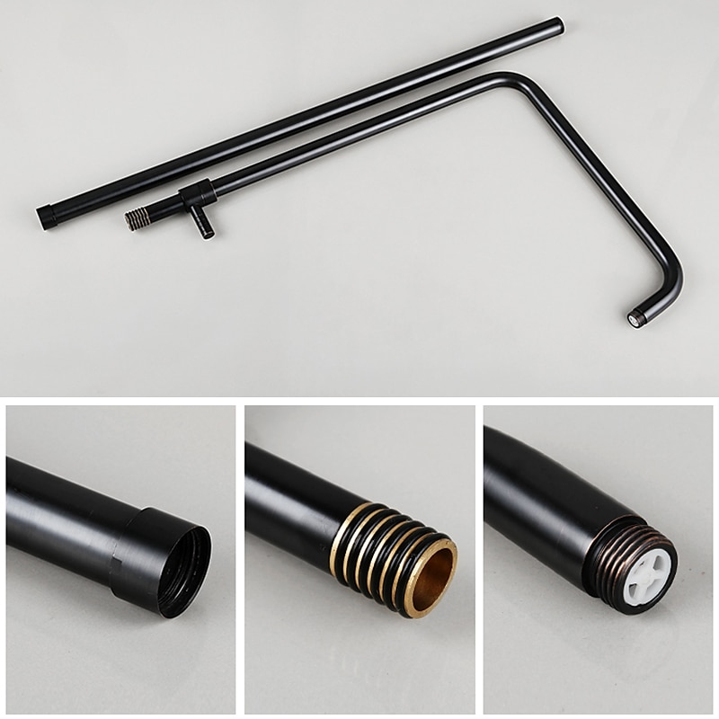 Antique Shower System Faucet Combo Set 8" Rainfall Shower Head Kit with Handshower Wall Mounted Brass Copper Black Electroplated Finish Vintage Style 2 Handles 3 Hole Bath Mixer Taps with Bodysprays 2025 - CAD $215.99 –P4