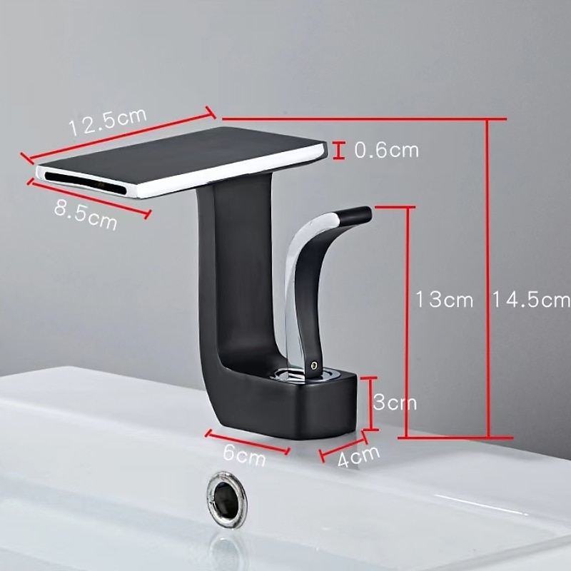 Waterfall Basin Sink Mixer Faucet, Brass Bathroom Taps Single Handle One Hole with Hot and Cold Hose Vessel Water Tap Deck Mounted 2025 - CAD $127.99 –P1
