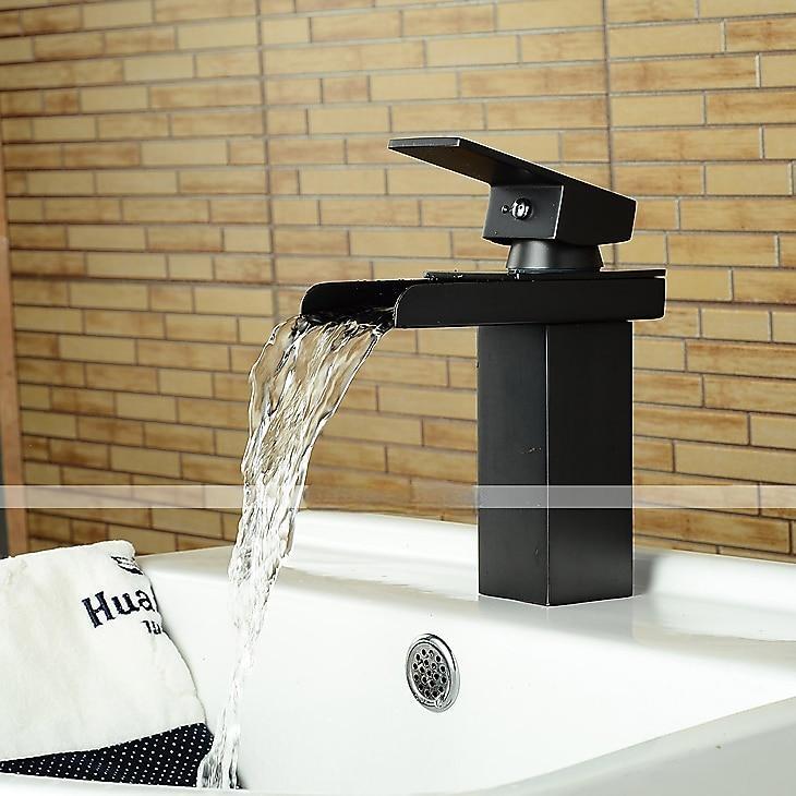 Bathroom Sink Faucet,Waterfall Oil-rubbed Bronze Centerset Widespread Single Handle One Hole Bath Taps with Hot and Cold Switch 2025 - CAD $79.99 –P3