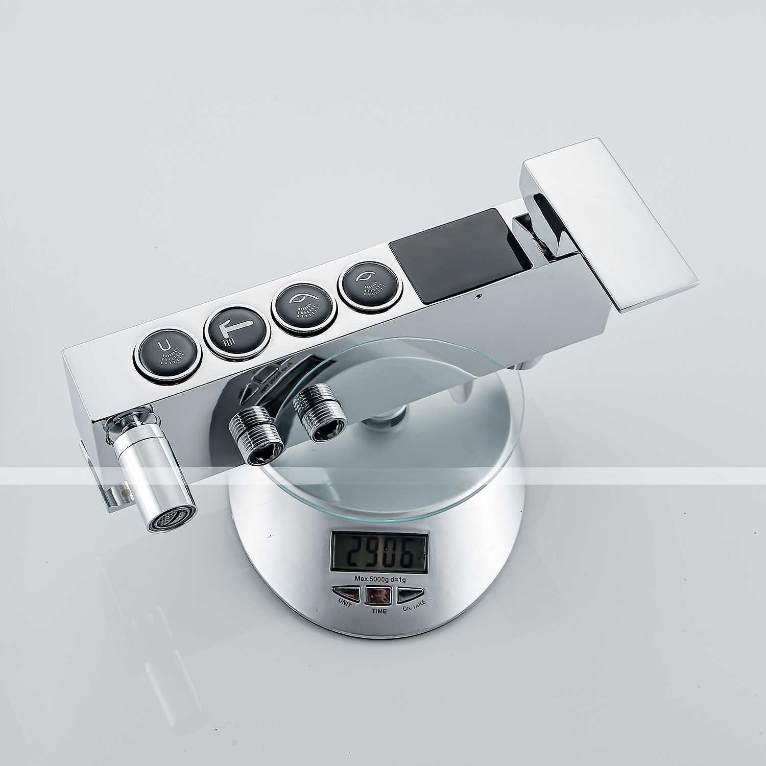 Shower Faucet with LED Display Thermostatic Mixer valve Set Handshower Included Pullout/Shelf Rainfall Shower Electroplated Mount Outside Ceramic Valve Bath Shower Mixer Taps 2025 - CAD $446.99 –P10