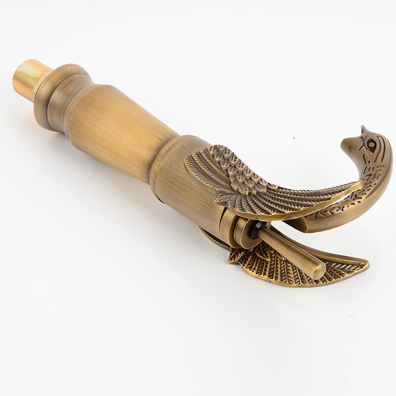 Retro Bathroom Sink Mixer Faucet Brass Swan Shap, Monobloc Washroom Basin Taps Single Handle One Hole Deck Mounted, Mono Water Vessel Tap Hot and Cold Hose Antique 2025 - CAD $143.99 –P5