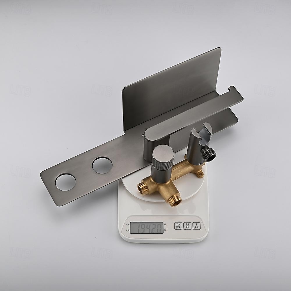 Brushed Gold Bidet Sprayer Concealed Button Brass Valve with Commodity Shelf Paper Holder Plastic Sprayer PVC Hose Grey 2025 - CAD $283.18 –P11