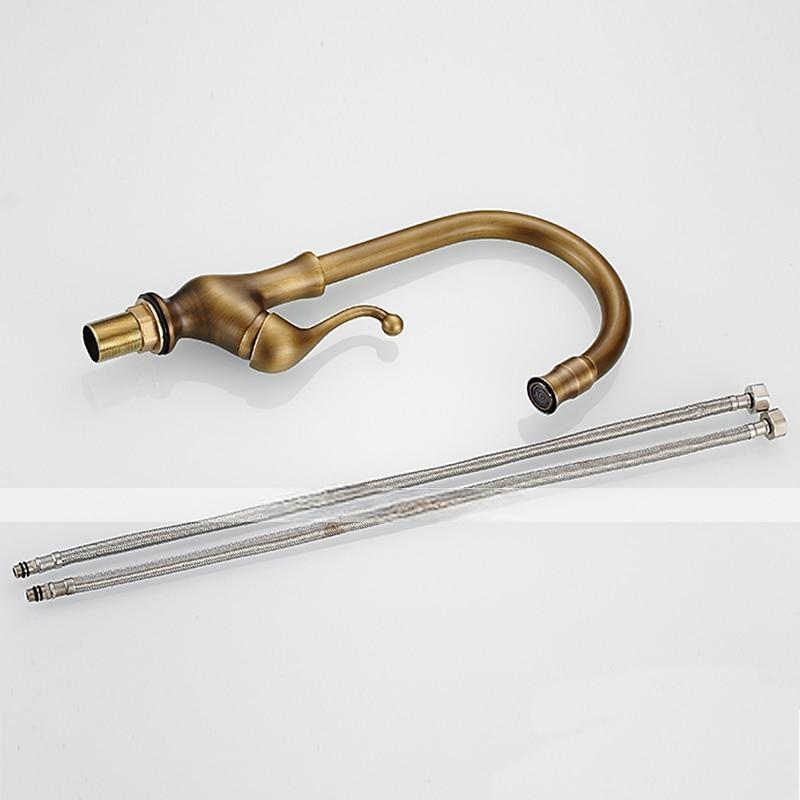 Traditional Kitchen Sink Mixer Taps Deck Mounted Brass Vintage Retro Kitchen Faucet Single Handle Standard Spout Vessel Tap 2025 - CAD $71.99 –P9