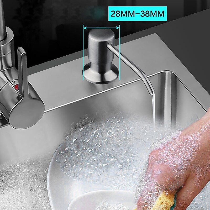 Kitchen Faucet with Pullout Spray and Soap Dispenser Sets Single Handle Two Holes Pull Out/Rotatable/Multifunction Standard Spout Brass Tall-High Arc Deck Mounted Kitchen Faucet 2025 - CAD $159.99 –P6