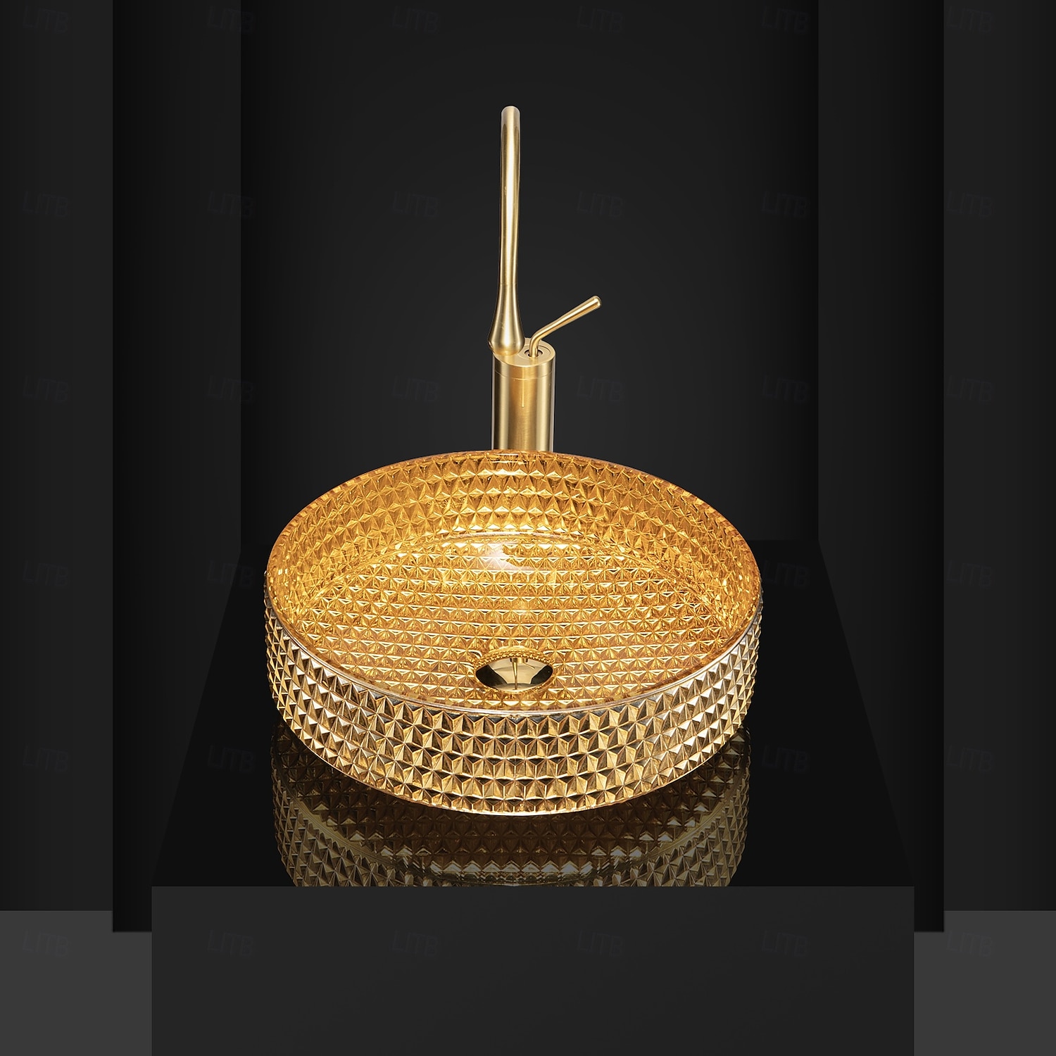 Bathroom Vessel Sink Round Contemporary Plating Glass Vessel Sink And Chrome Finish Waterfall Faucet Combo 2025 - CAD $637.99 –P3